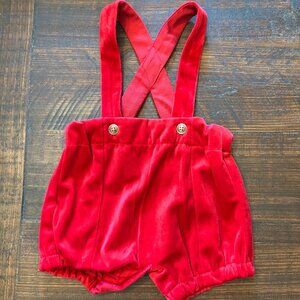 Edgehill Collection Baby Red Velvet Shortalls ~ Newborn ~ NWOT ~ Christmas